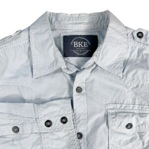 BKE Slim Fit Mens XL Blue White Pinstripe Western Button Down Shirt 11258NM